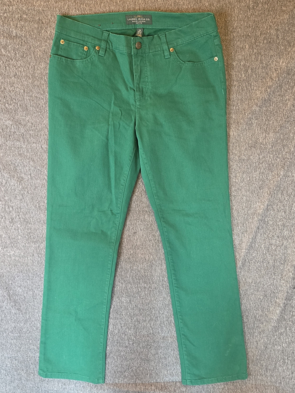 Lauren Ralph Lauren Modern Straight Jeans 10P Green Denim Preppy School Classic